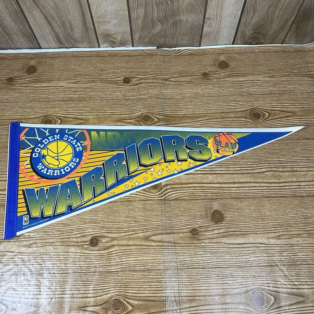 Vintage NBA Golden‎ State Warriors Basketball Pennant WINCRAFT 1990's 30x12”